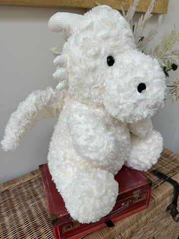 Odin Large 42cm White Sitting Plush Dragon