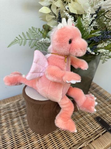 Hearts Charlie Bears Bearhouse Small Plush Pink Dragon