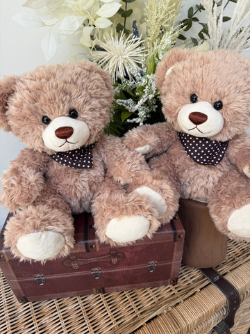 Teddy Till 33cm Soft Plush Children's Teddy Bear - Beige with Brown Neckerchief