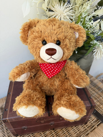 Teddy Till 33cm Soft Plush Children's Teddy Bear - Honey with Red Neckerchief