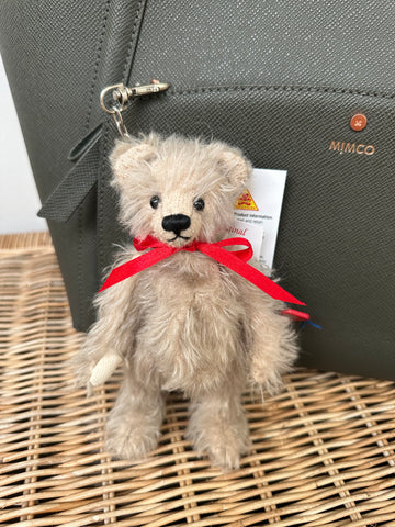 Clever Teddy Jaron Clemens Grey Mohair Plush Key Ring  / Coin Purse