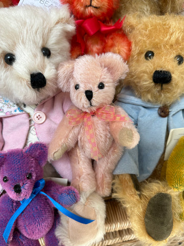 Pale Pink Peter Fully Jointed Miniature Mohair Handmade Collectable Teddy Bear