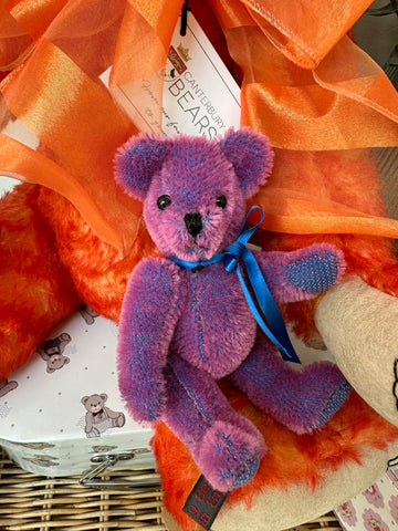 Purple Peter Fully Jointed Miniature Mohair Handmade Collectable Teddy Bear