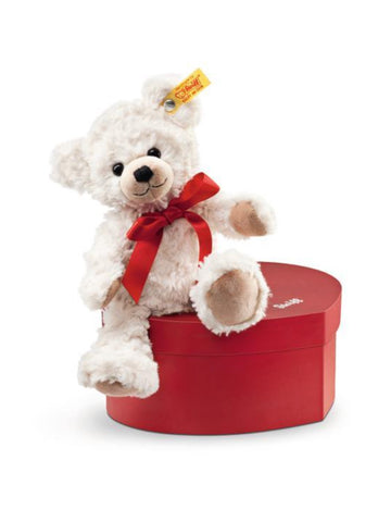 Sweetheart 22cm Steiff Plush Teddy Bear in a Red Heart Gift Box.