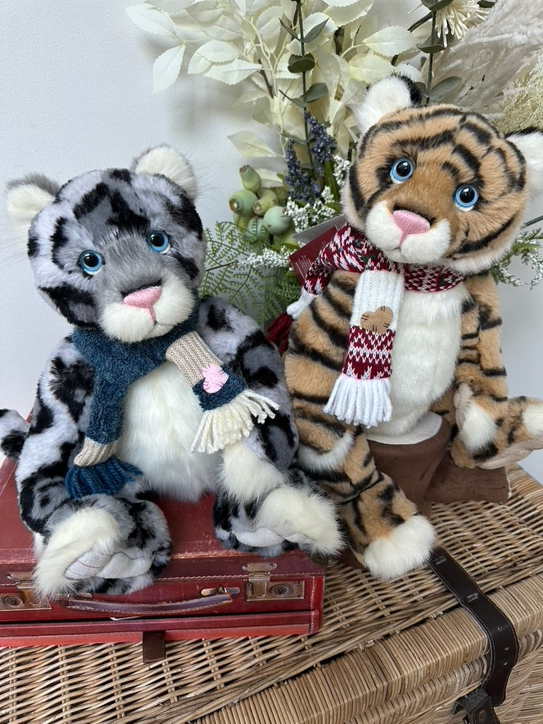 Charlie Bears Babbledy Snow Leopard & Taradiddle Plush Tiger New Release
