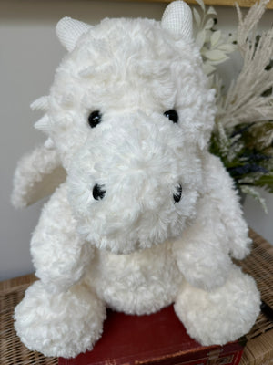 Odin Large 42cm White Sitting Plush Dragon