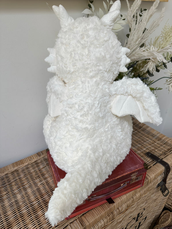 Odin Large 42cm White Sitting Plush Dragon