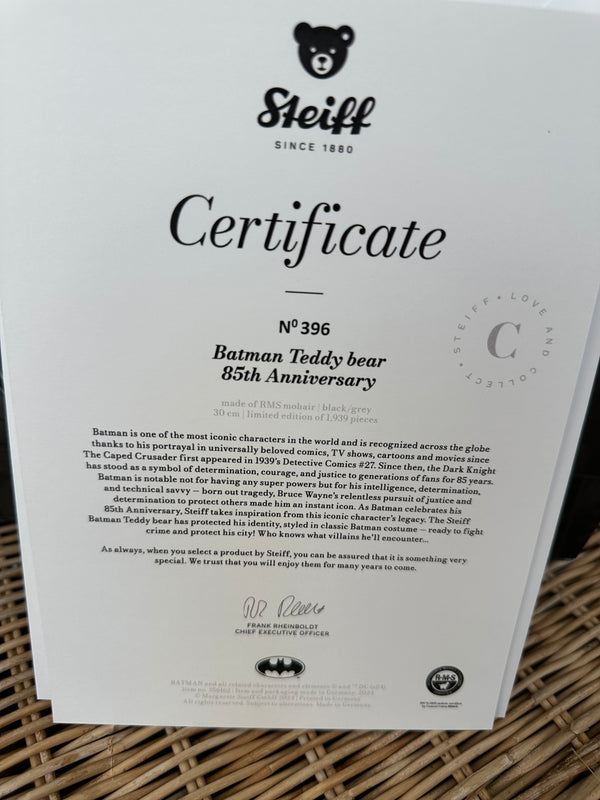 Batman Teddy Bear 85th Anniversary Steiff Collectable No 396