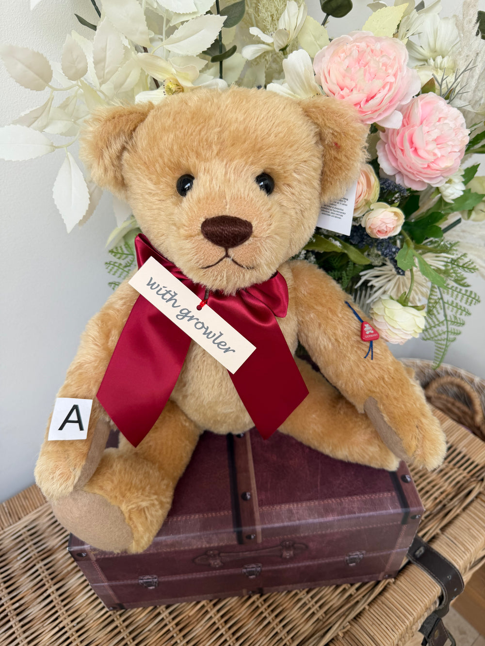 Clemens Large 40 cm Nostalgia Gold Mohair Growler Teddy Bear  Option A