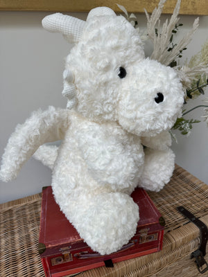 Odin Large 42cm White Sitting Plush Dragon