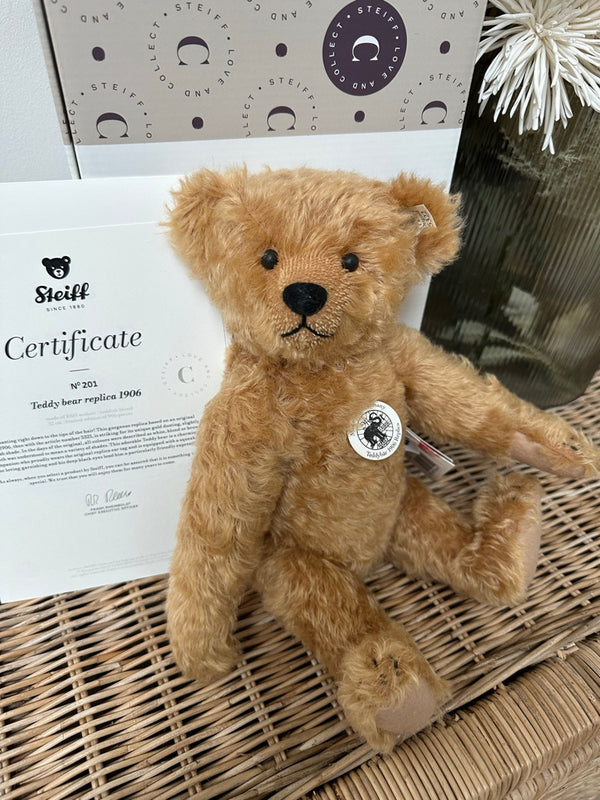 1906 Steiff Teddy Bear Replica 32cm Limited Edition Squeaker Mohair No 201