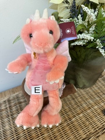 Hearts Charlie Bears Bearhouse Small Plush Pink Dragon