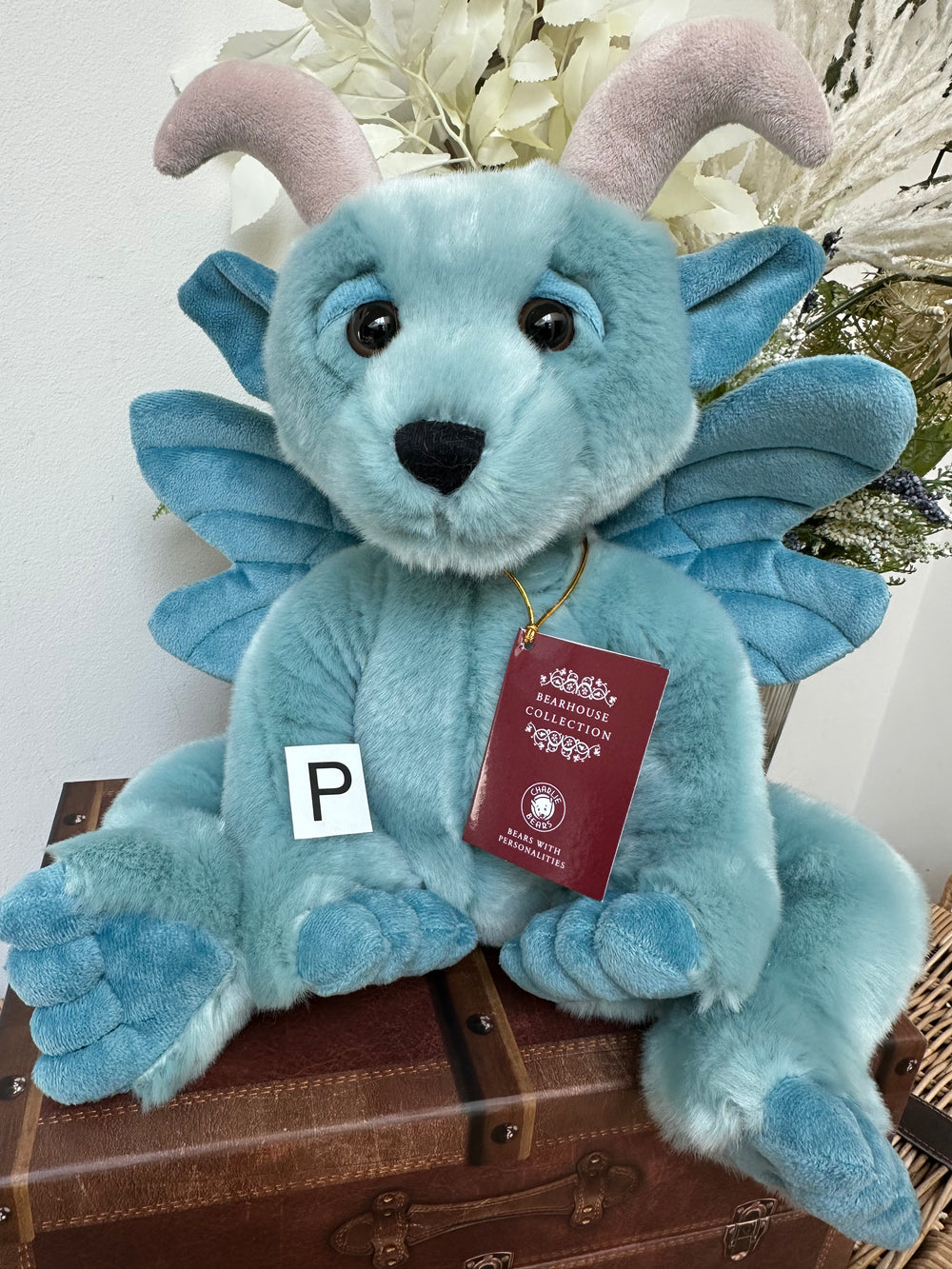 Drawbridge Bearhouse by Charlie Bears Large Plush Aqua Blue Gargoyle