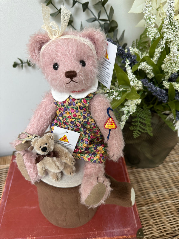 Hugo Key Ring Miniature Teddy Bear Beige Mohair Key Ring.