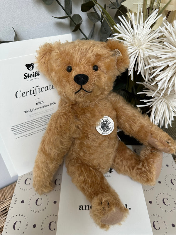 1906 Steiff Teddy Bear Replica 32cm Limited Edition Squeaker Mohair No 201