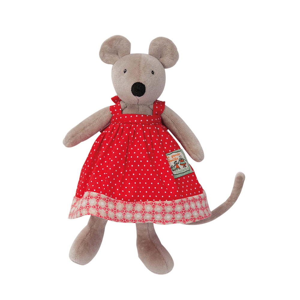 Moulin Roty La Grande Famille Tiny Nini The Mouse In Red Dress – 20 cm.