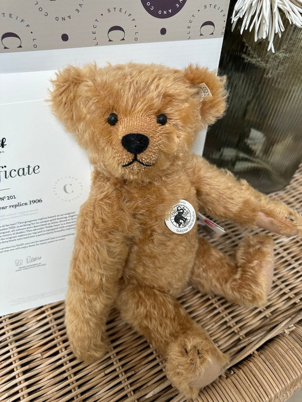 1906 Steiff Teddy Bear Replica 32cm Limited Edition Squeaker Mohair No 201
