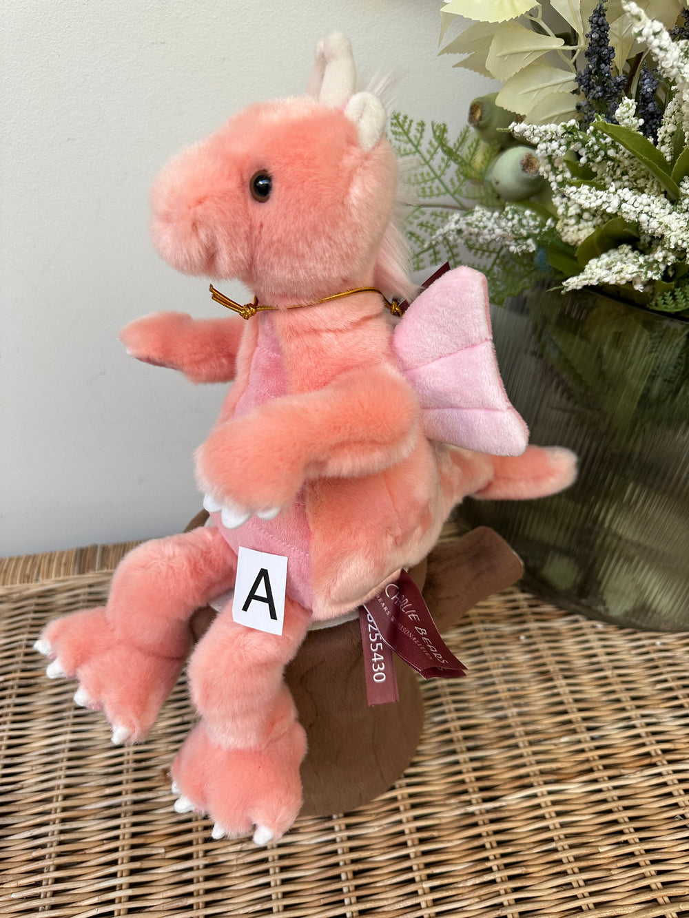 Hearts Charlie Bears Bearhouse Small Plush Pink Dragon