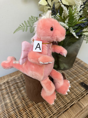 Hearts Charlie Bears Bearhouse Small Plush Pink Dragon