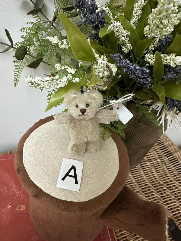 Nostalgia 8cm Key Ring Light Grey Miniature Mohair Teddy Bear Bag Charm