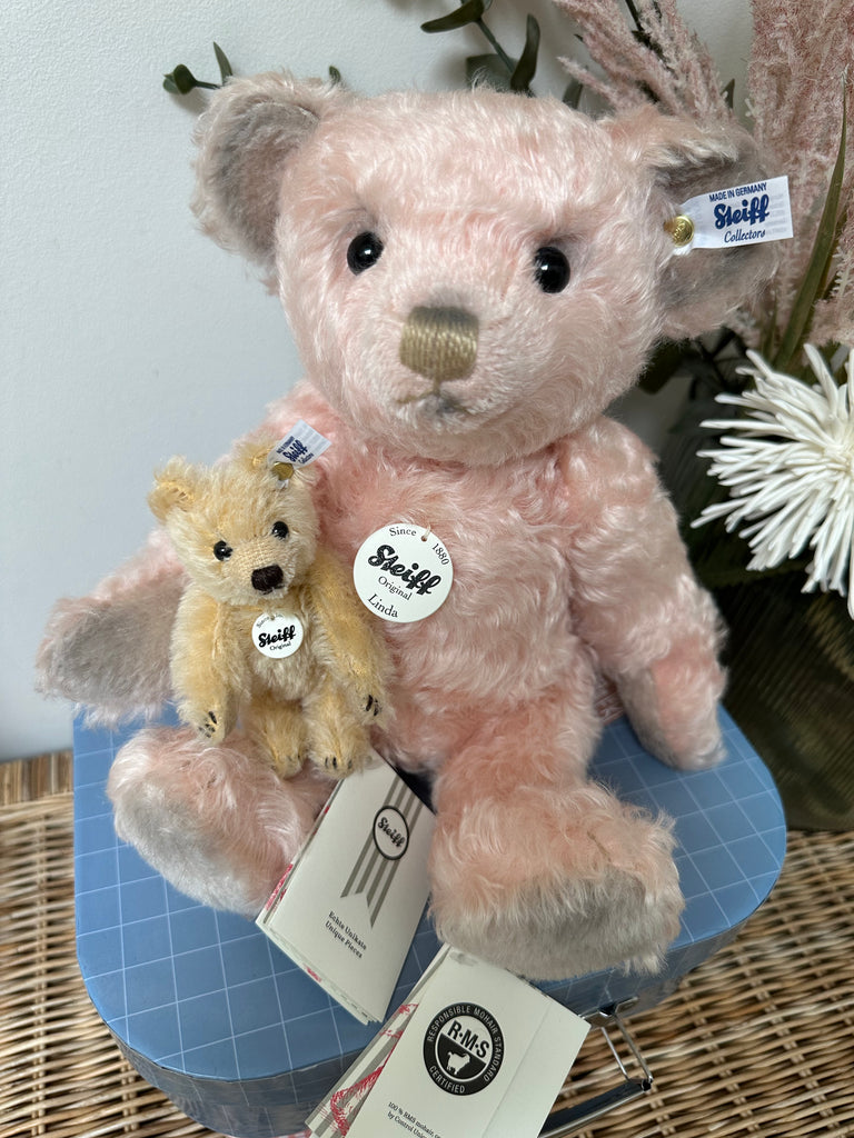 Linda Steiff 30cm Pink Mohair Classic Collectors Teddy Bear with Linda Steiff 30cm Pink Mohair Classic Collectors Teddy Bear with