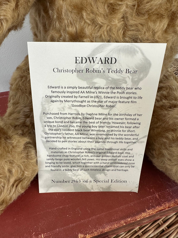 Christopher Robin's 18 inch Large Edward Collectable Teddy Bear No 2963