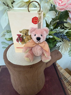 Pink Miniature 9cm Mohair Teddy Herman Original Teddy Bear Keyring