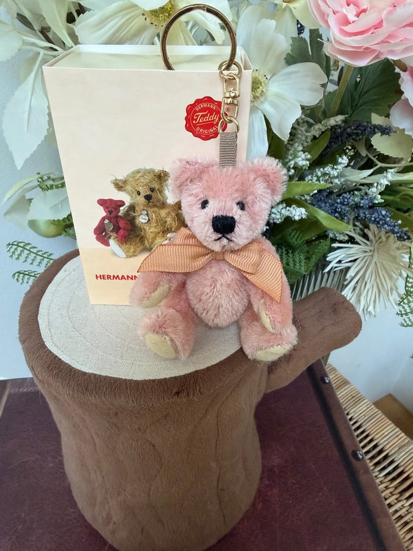 Pink Miniature 9cm Mohair Teddy Herman Original Teddy Bear Keyring