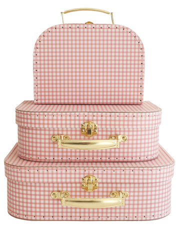 Gingham Print Set of 3 Small Carry / Display Cases