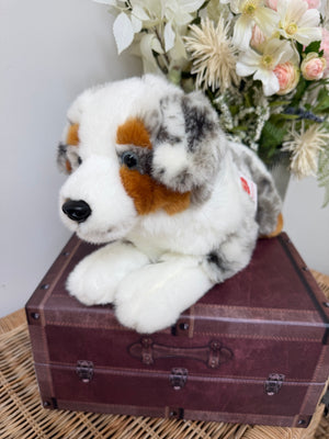 Australian Shepherd Large 40cm Hermann Plush Lying Puppy Dog