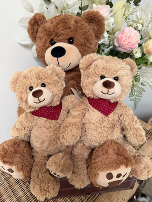 Teddy Curtis Small 30cm Caramel Hermann Plush Teddy Bear with Red Neckerchief