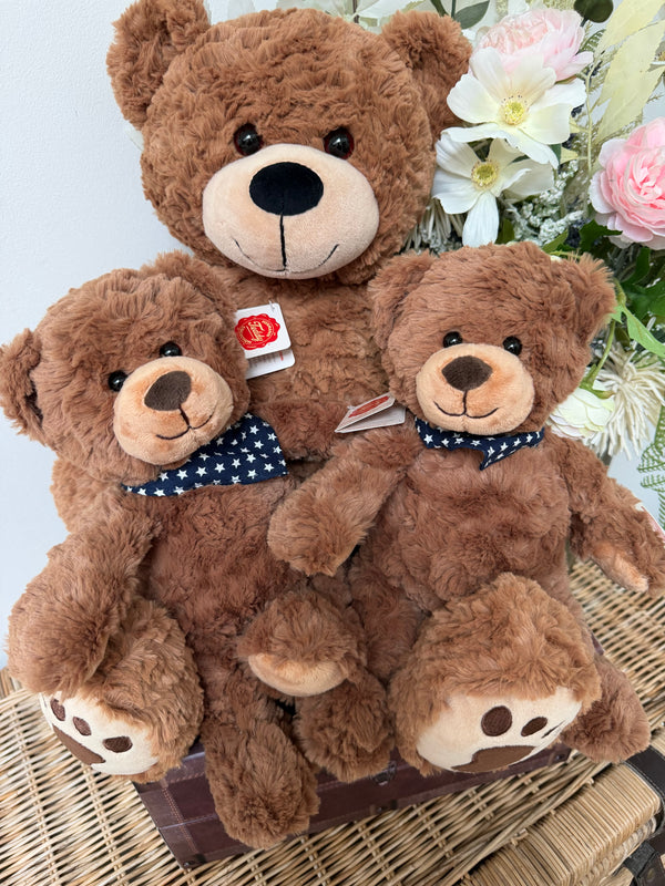 Teddy Brown Small 30cm Brown Hermann Plush Teddy Bear with Navy / White Neckerchief