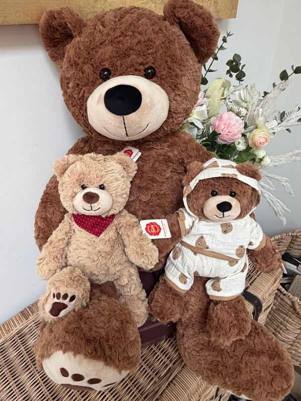 Teddy Curtis Small 30cm Caramel Hermann Plush Teddy Bear with Red Neckerchief
