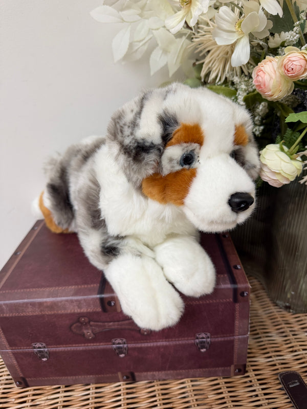 Australian Shepherd Large 40cm Hermann Plush Lying Puppy Dog