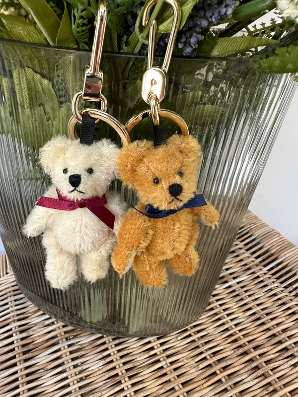 Mohair Blond  Miniature Teddy Bear Bag Charm Key Ring