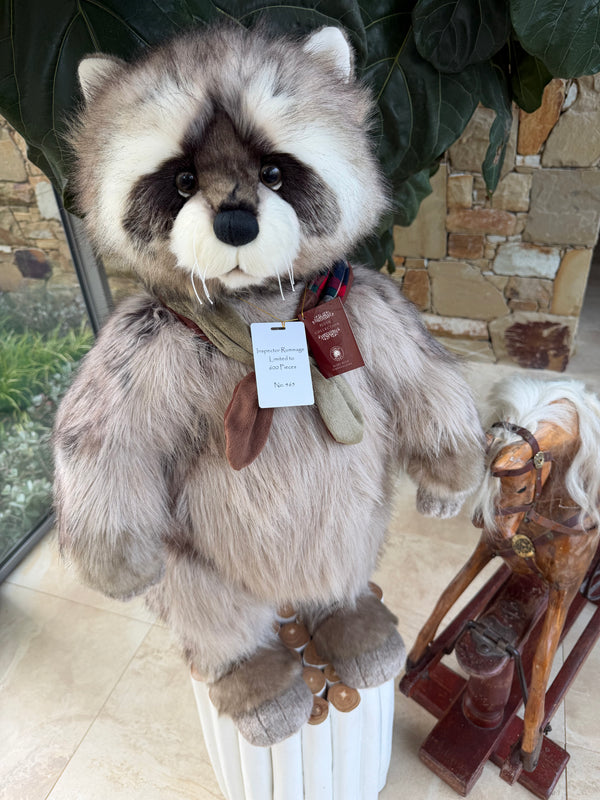 Inspector Rummage Large Charlie Bears Standing Plush Limited Edition Racoon No 465