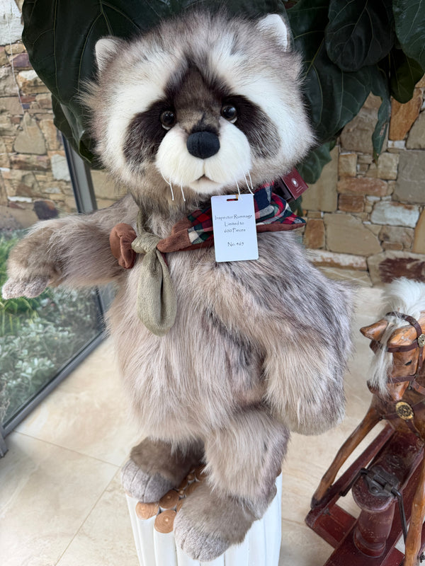 Inspector Rummage Large Charlie Bears Standing Plush Limited Edition Racoon No 465