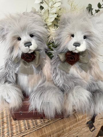 Carrie Charlie Bears large silver grey multi coloured plush collectable Teddy Bear