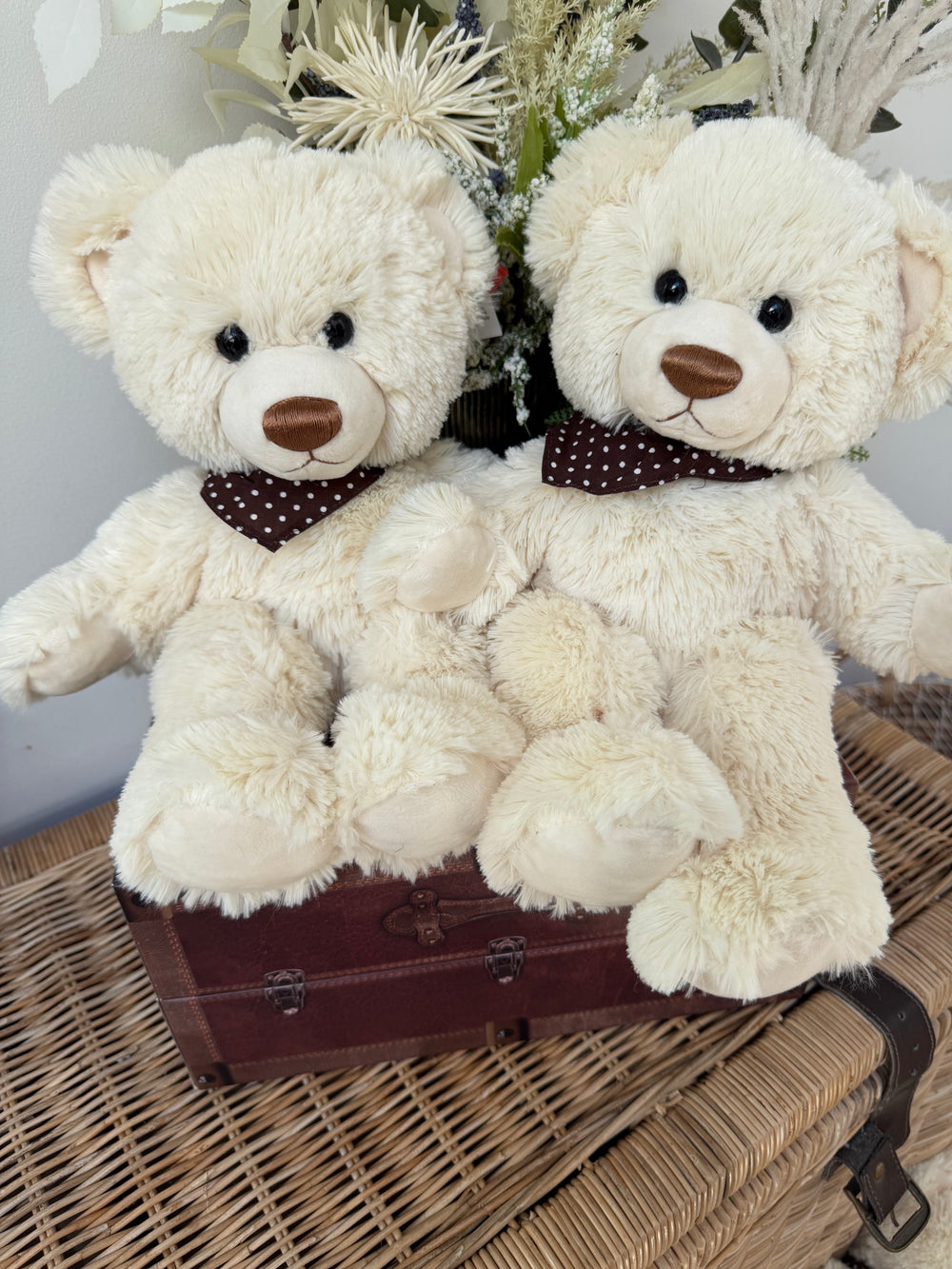 Teddy Paul 35cm Soft Plush Children's Teddy Bear - Cream with Brown Polka Dot Neckerchief