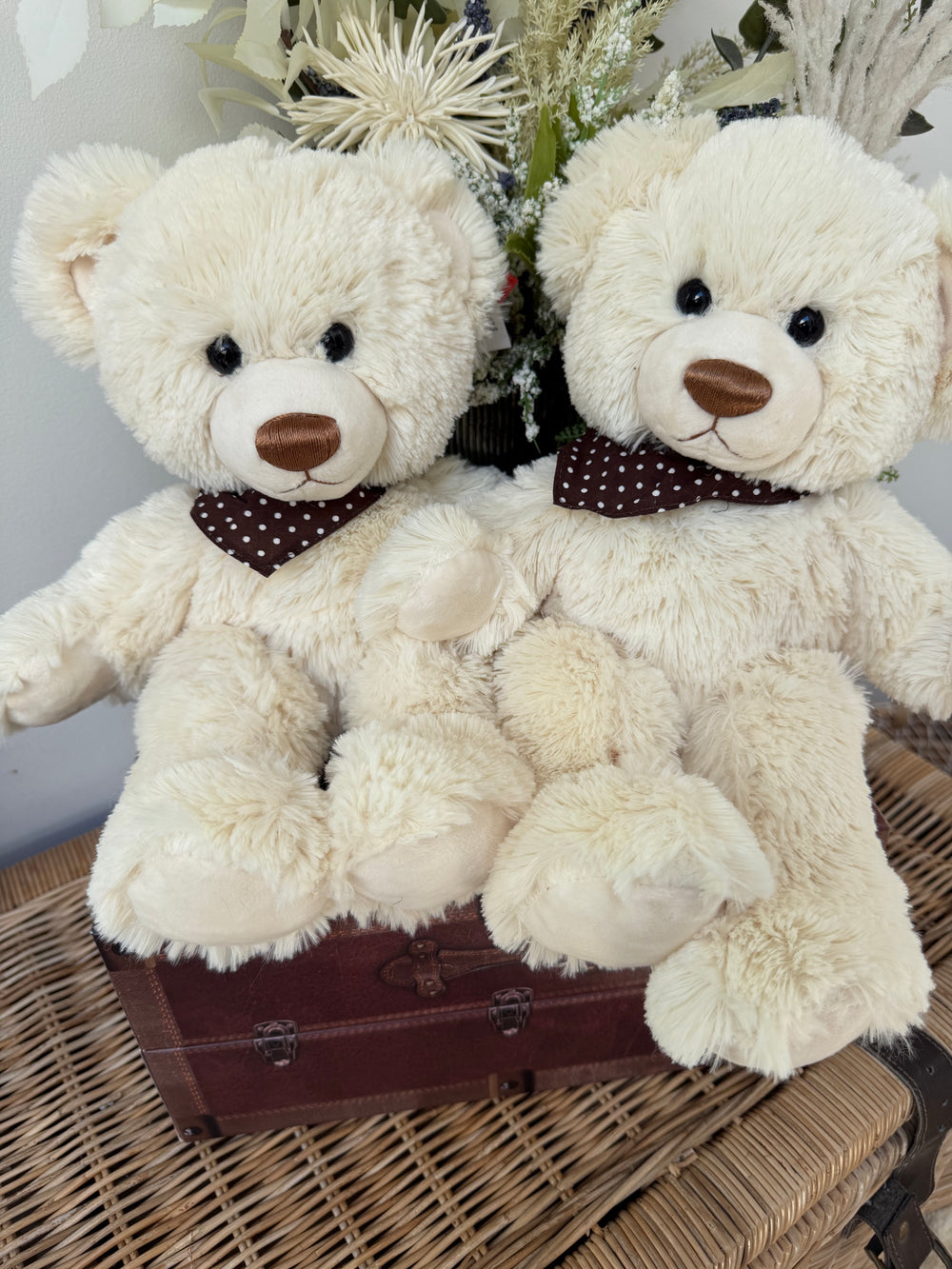 Teddy Paul 35cm Soft Plush Children's Teddy Bear - Cream with Brown Polka Dot Neckerchief