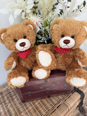 Teddy Till 33cm Soft Plush Children's Teddy Bear - Honey with Red Neckerchief