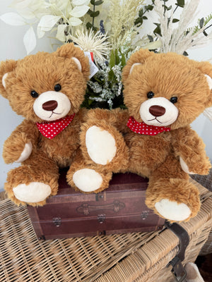 Teddy Till 33cm Soft Plush Children's Teddy Bear - Honey with Red Neckerchief
