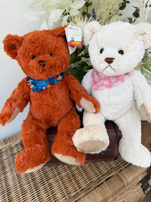 Teddy Jari 38cm Soft Plush Children's Teddy Bear - Auburn Blue Neckerchief