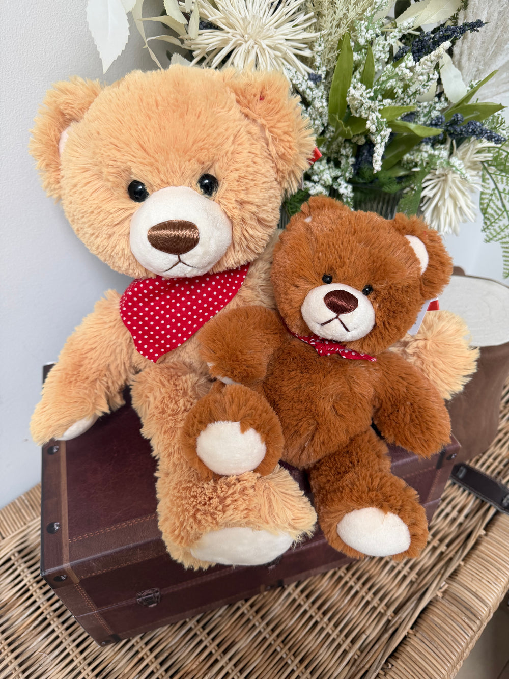 Teddy Paul 35cm Soft Plush Children's Teddy Bear - Gold Red Polka Dot Neckerchief