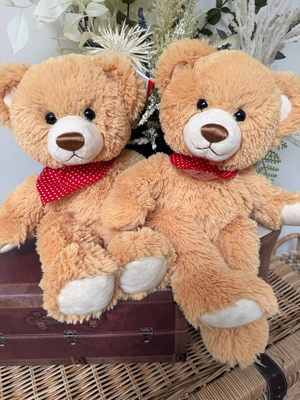 Teddy Paul 35cm Soft Plush Children's Teddy Bear - Gold Red Polka Dot Neckerchief