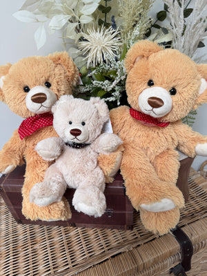 Teddy Paul 35cm Soft Plush Children's Teddy Bear - Gold Red Polka Dot Neckerchief