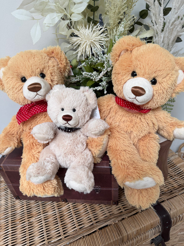 Teddy Paul 35cm Soft Plush Children's Teddy Bear - Gold Red Polka Dot Neckerchief