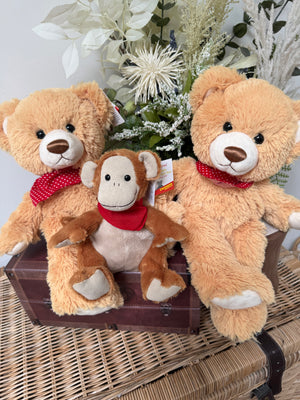 Teddy Paul 35cm Soft Plush Children's Teddy Bear - Gold Red Polka Dot Neckerchief