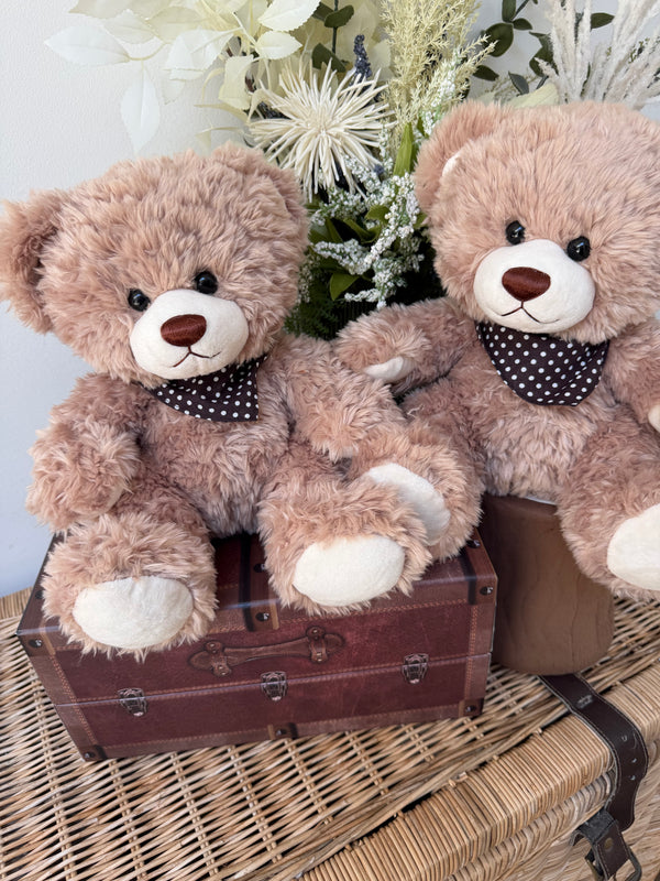 Teddy Till 33cm Soft Plush Children's Teddy Bear - Beige with Brown Neckerchief