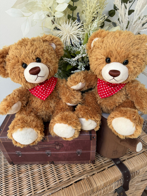 Teddy Till 33cm Soft Plush Children's Teddy Bear - Honey with Red Neckerchief